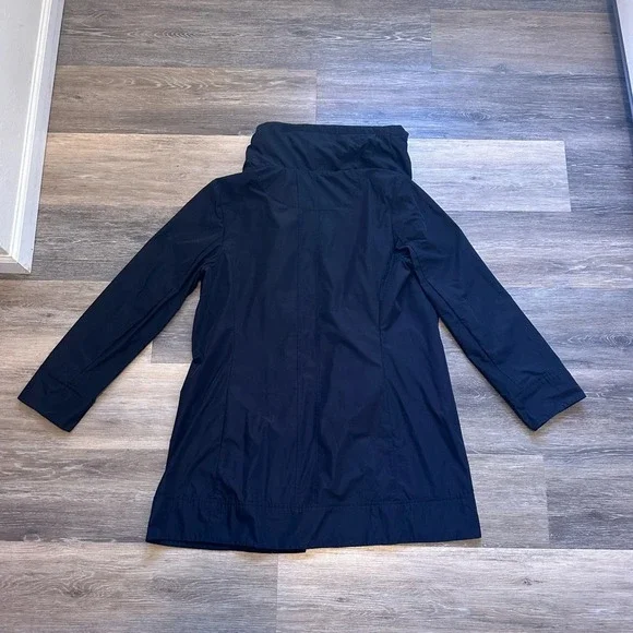 Rainforest Rain Coat Womens Medium Black Polyester Pleated Long Sleeve Hooded - Picture 12 of 13